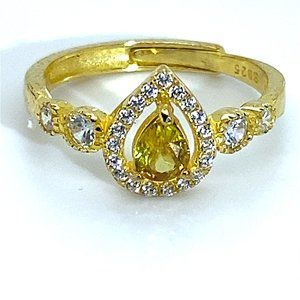 Sphene 1.01ct Yellow Gold Finish Solid Silver Ring